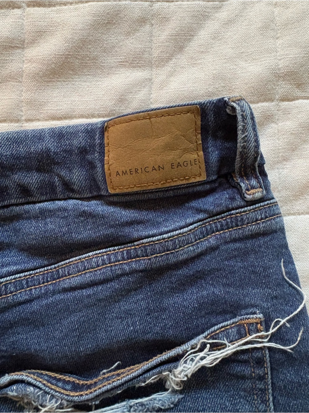 American Eagle Dark Blue Denim Curvy Mom Shorts